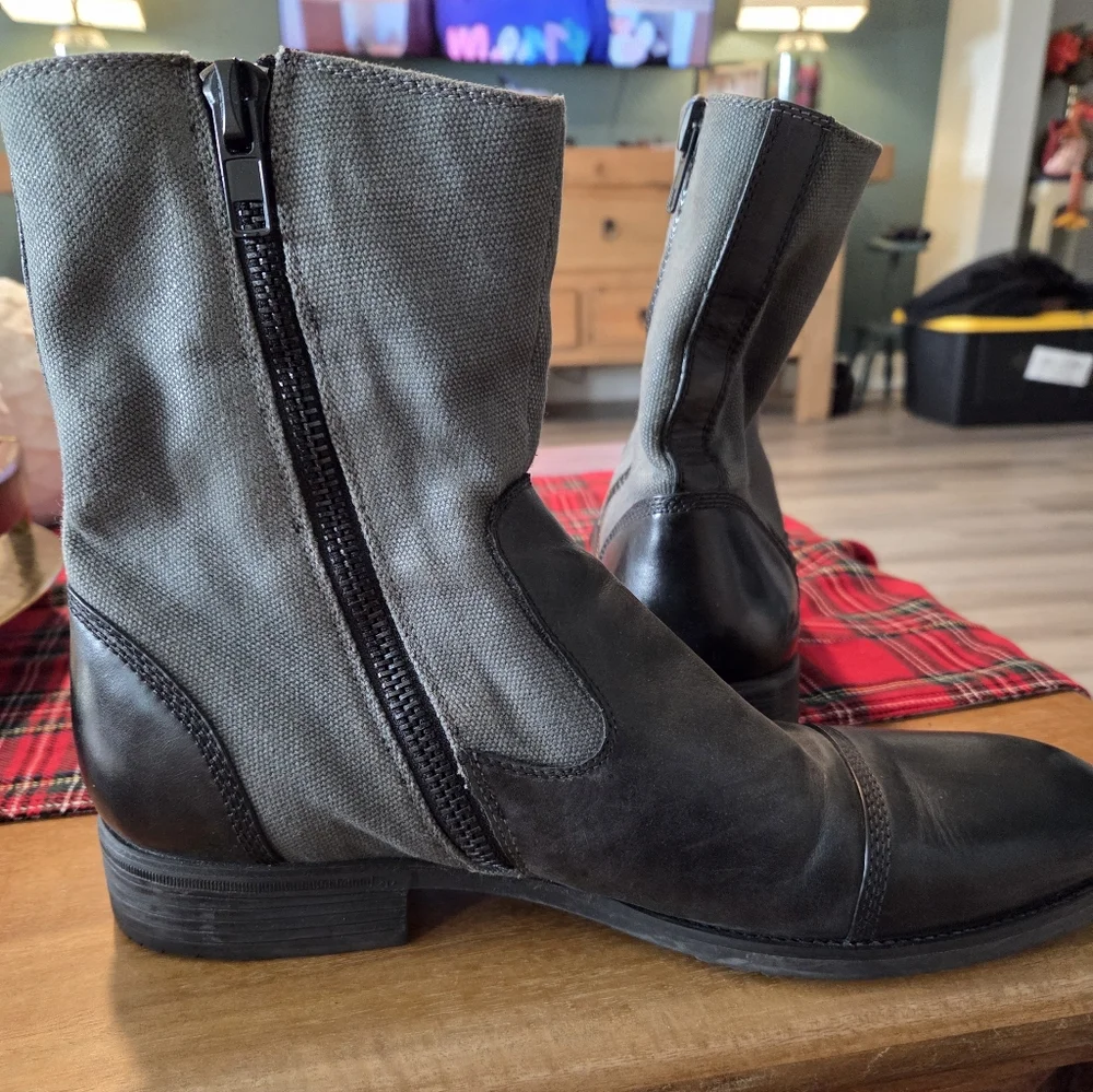 KENNETH COLE MEN'S PERFECT TIMING BLACK SUDE ZIPPER LEATHER BOOTS SIZE 9.5